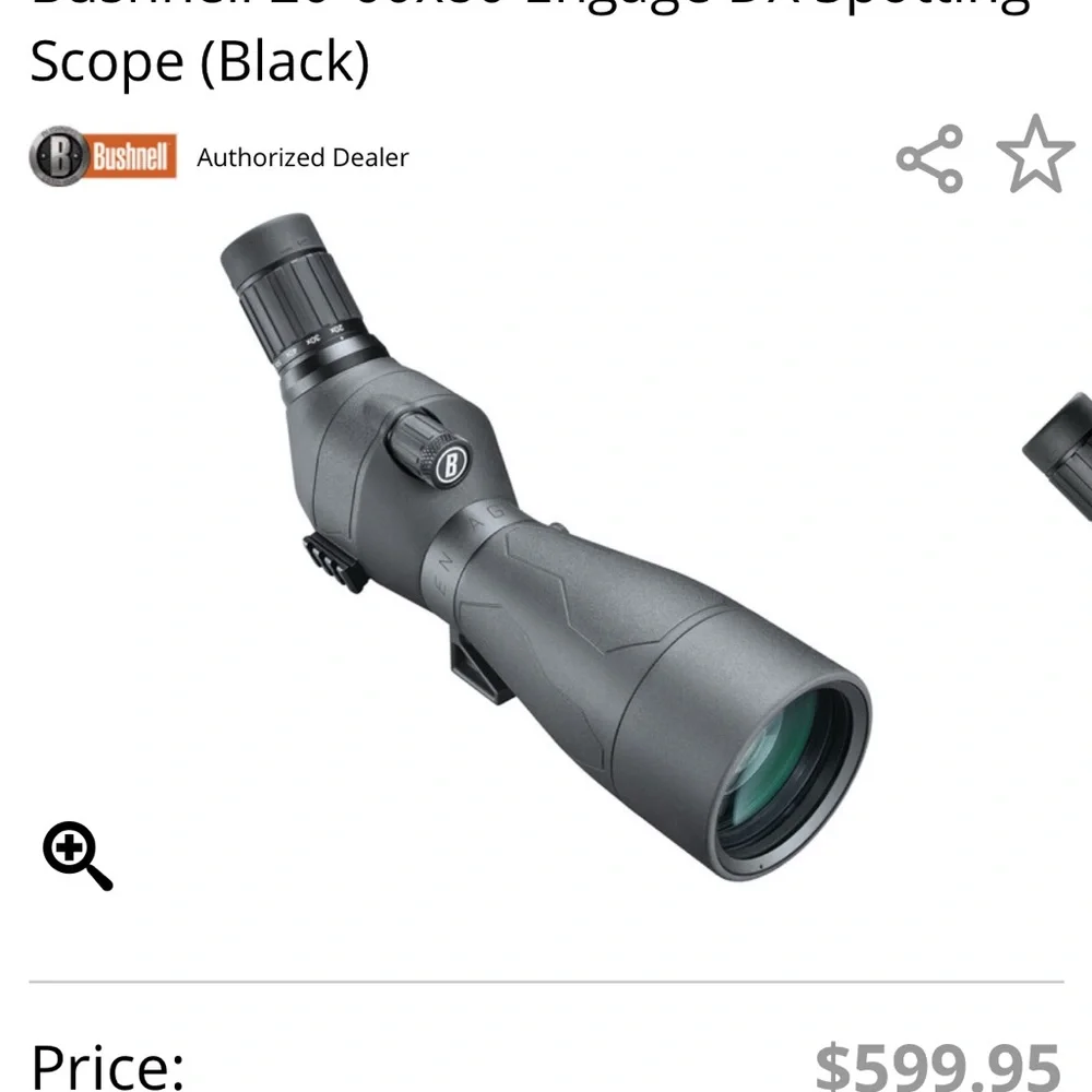 Bushnell Engage Dx 20-60x80mm Black Spotting Scope